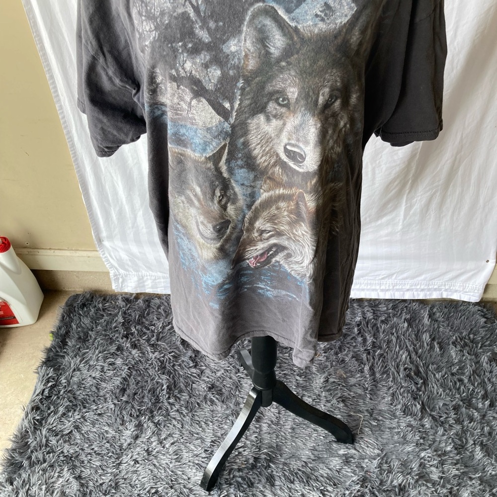 Graphic Wolf Print Black T-Shirt